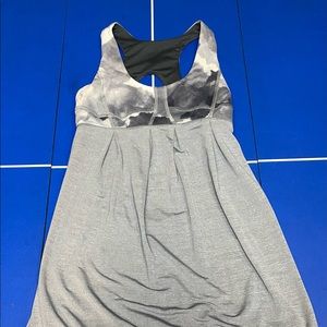 Lululemon Racerback Tank Top Built In Bra no Padding Gray Tie dye w/Drawstring